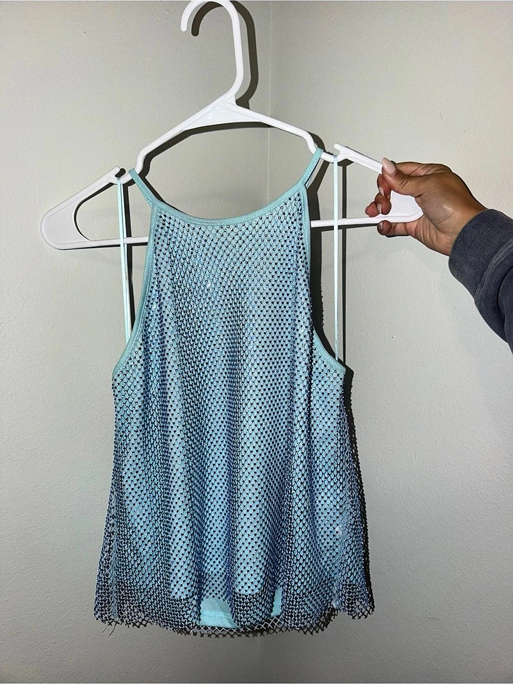 WAYF Mesh Tank Top in Blue NWT